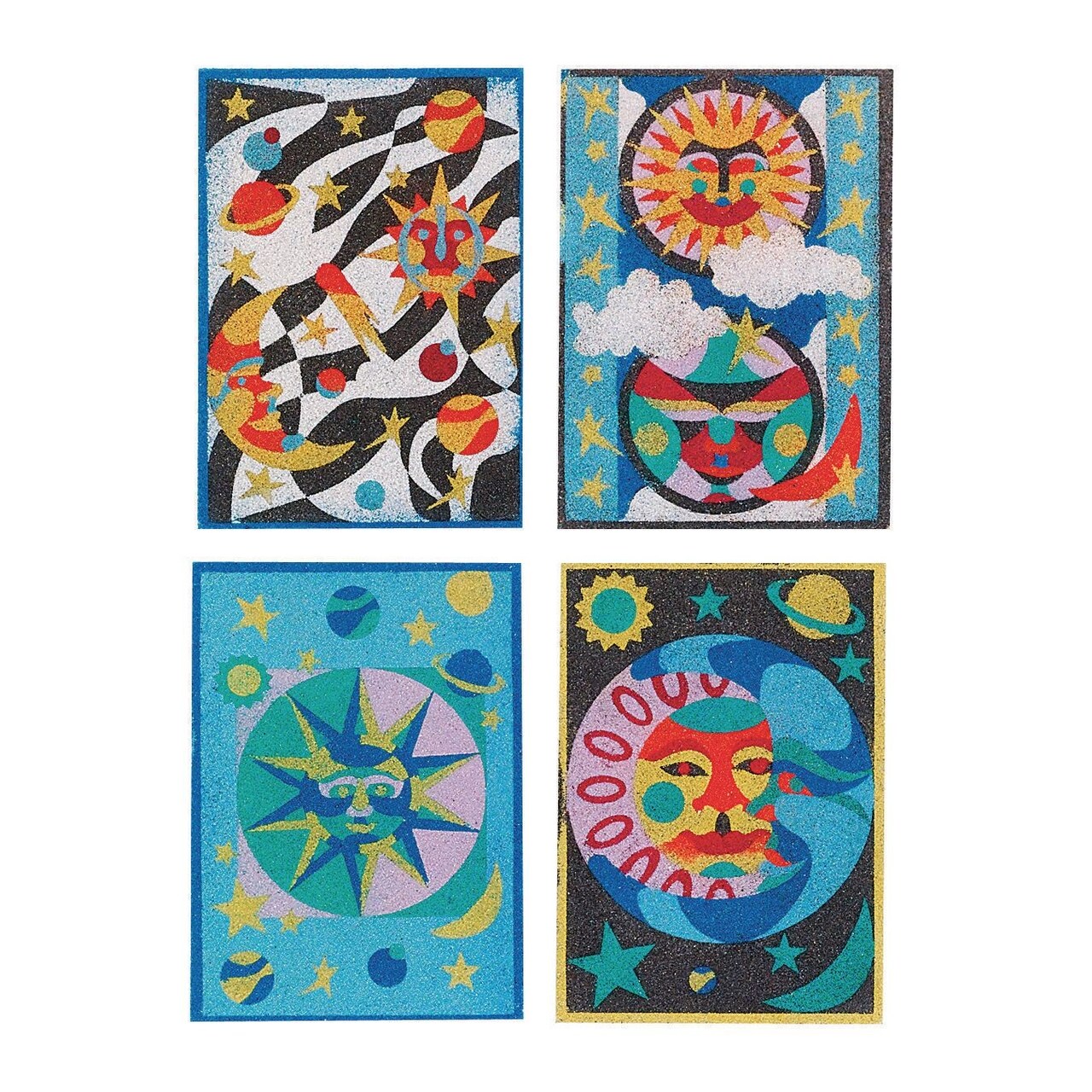S&S Worldwide Adhesive Sand Art Boards for Creating Sand Pictures, Great for Kids and Adults, 3 Each of 4 Celestial Designs, 5" x 7" Pack of 12